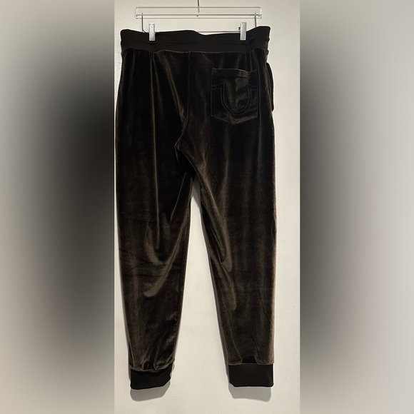 True Religion Velour Logo Branded Joggers Mocha - Picture 4 of 9